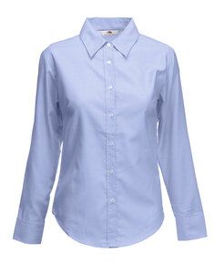 Fruit of the Loom SS001 - Feminin pasform langærmet Oxford skjorte Oxford Blue