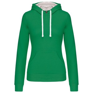 Kariban K465 - Sweatshirt med hætte i kontrast til damer Light Kelly Green / White