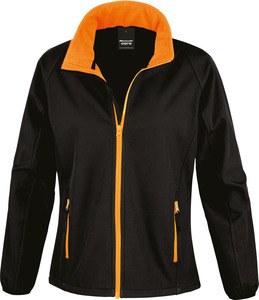 Result R231F - Kvinders "printbar" softshell jakke Black / Orange