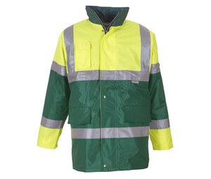 Yoko YK303 - Høj synlighed kontrasterende parka Hi Vis Yellow/Paramedic Green